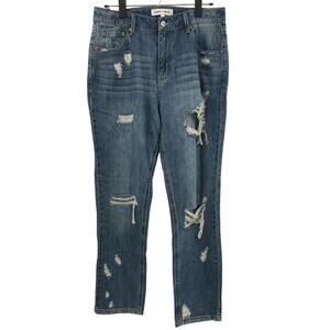 Almost Famous Light Wash Distressed High Rise Jeans Size 9